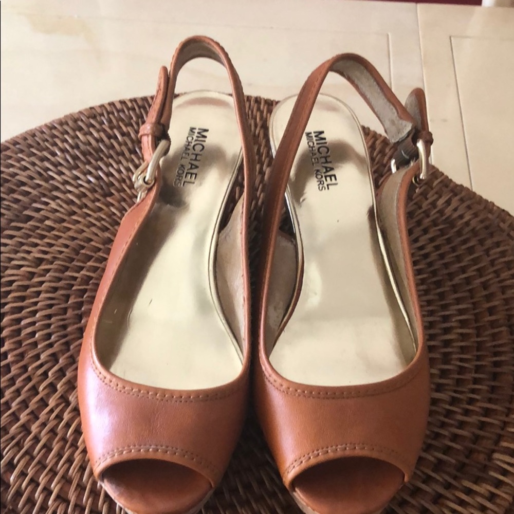 Michael Kors opened toe cork wedge size 9